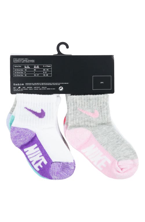 Nike Assorted 6-pack Cotton Blend Socks (baby) In Grey Heather/white