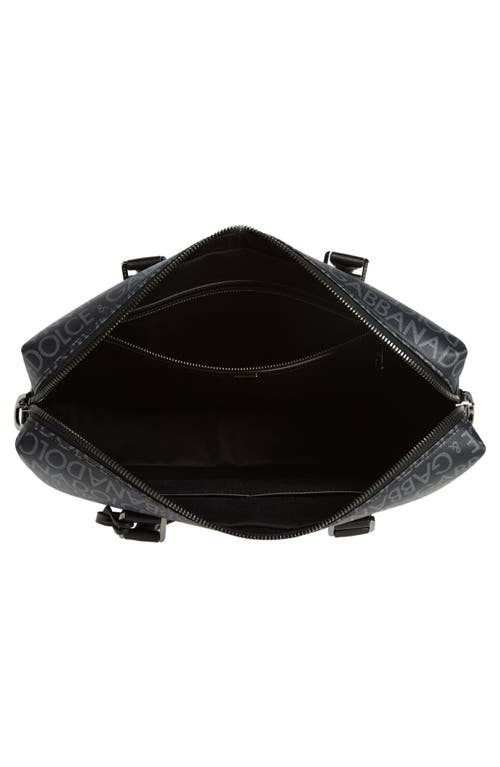 Dolce & Gabbana All-over Jacquard Coated Fabric Briefcase In Black