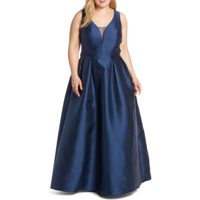 Plus Size Chi Chi London Perla Back Cutout Evening Dress, Blue