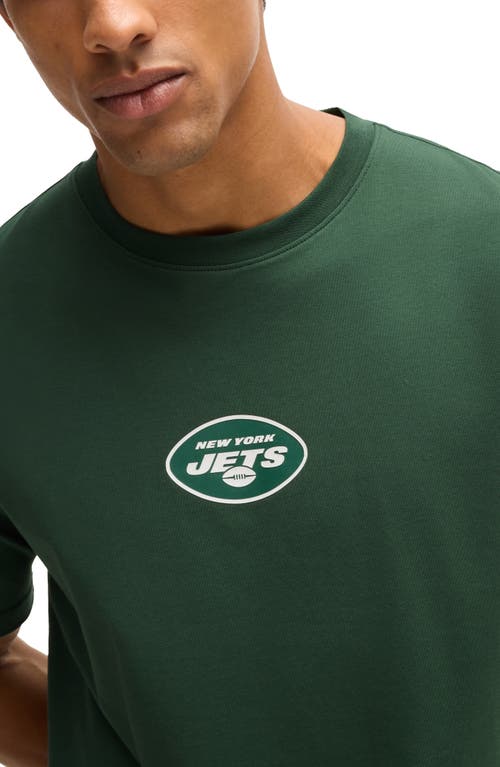 Shop Hugo Boss Boss X Nfl Stretch Cotton Graphic T-shirt In New York Jets - Green