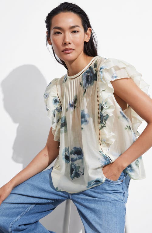 Shop & Other Stories Ruffle Sleeveless Top In Bill All Over Print