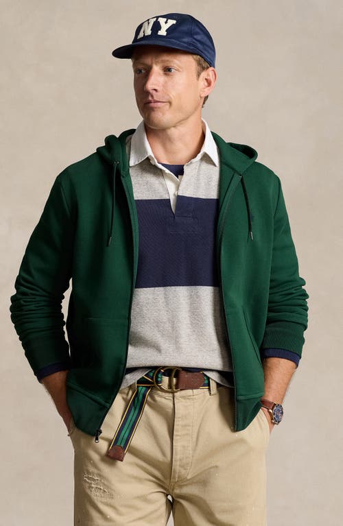 Shop Polo Ralph Lauren Double-knit Full-zip Hoodie In Vintage Pine