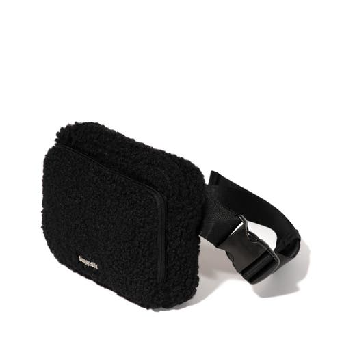 Shop Baggallini Modern Belt Bag Sling In Black Faux Shearling