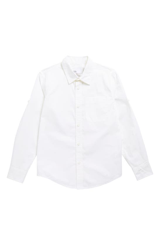 Nordstrom Rack Kids' Long Sleeve Poplin Shirt In White