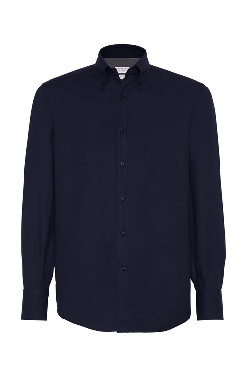 Shop Brunello Cucinelli Twill Shirt In Blue