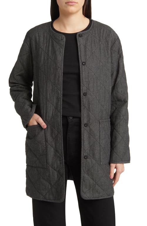 Eileen Fisher Quilted Organic Cotton Coat Black at Nordstrom,