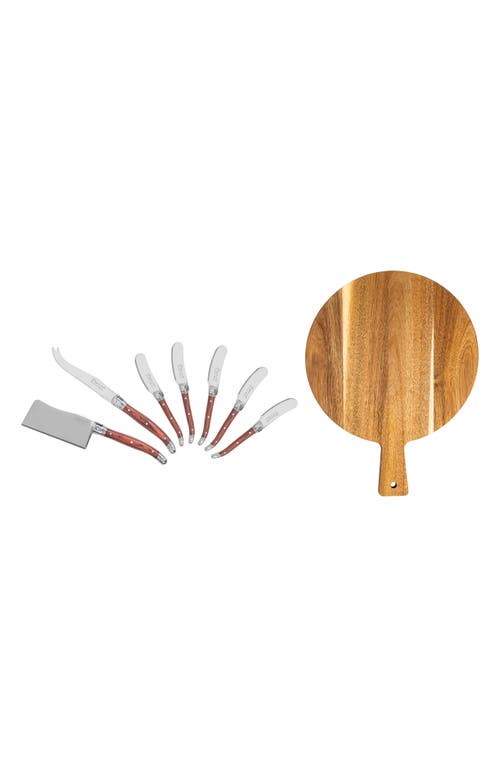 Shop French Home Laguiole Cheese Board & Tools Set In Pakkawood/brown