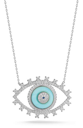 Sphera Milano Evil Eye Pendant Necklace In Silver