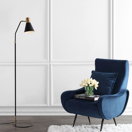 Jonathan Y Apollo Modern Metal Led Task Floor Lamp In Black/brass Gold