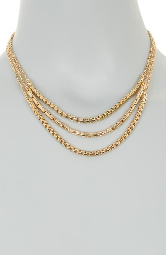 Shop Anne Klein Pecan Layered Chain Necklace In Gold
