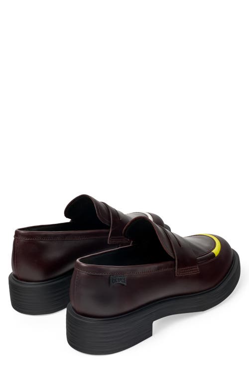 Shop Camper Dean Mismatched Penny Loafers In Burgundy