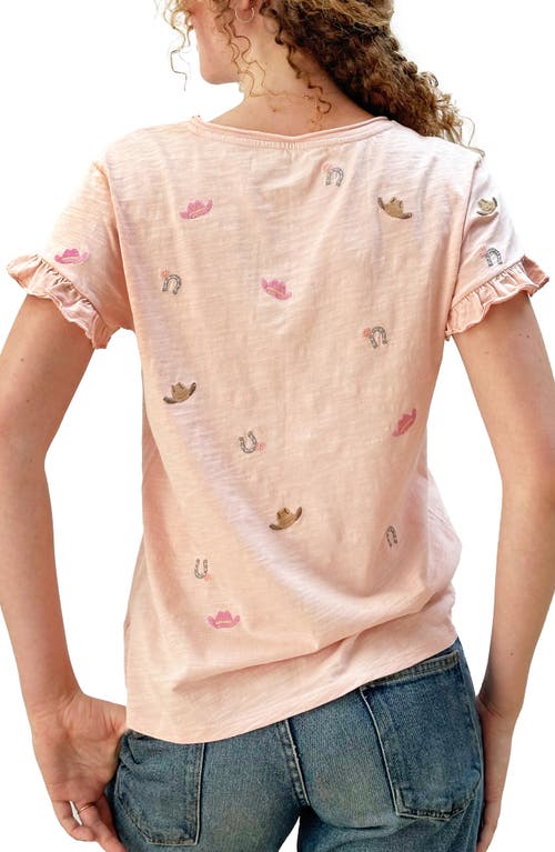 Billy T Cowboy Hat & Horseshoe Embroidered Tee In Pink