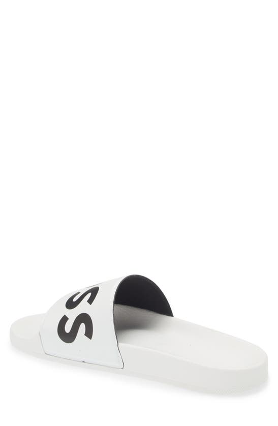 Hugo Boss Bay Logo-embossed Slides In White