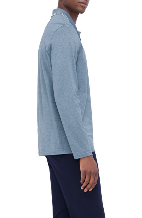 Shop Bugatchi Jacquard Long Sleeve Polo In Sage Blue