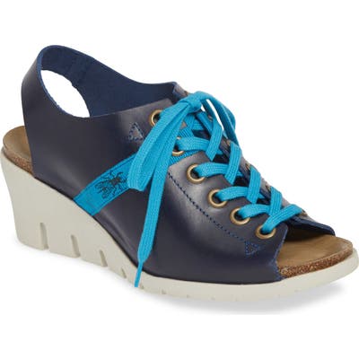 Fly London Iant Wedge Sandal, Blue