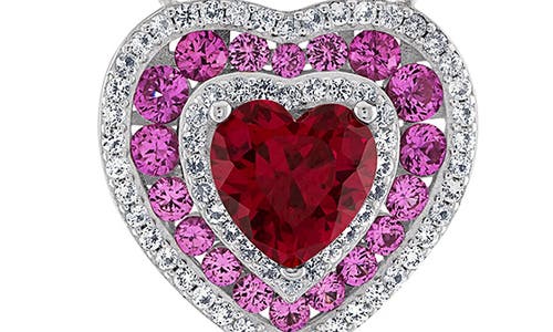 Shop Fzn Lab Created Ruby Crystal Heart Pendant Necklace In Red/silver