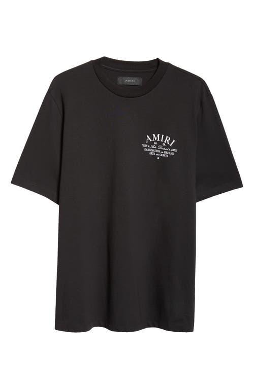 Amiri Black Crewneck T-shirt With Arts District Logo Print In Cotton Man In Black