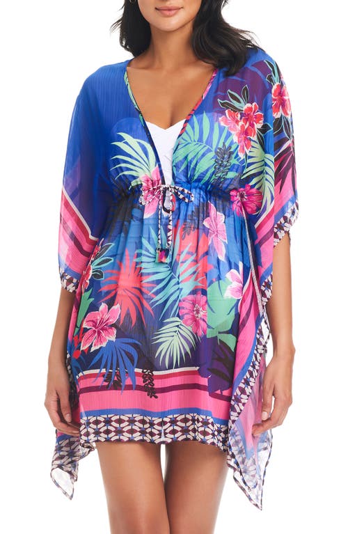 Rod Beattie Chiffon Cover-Up Caftan in Blue Floral Multi at Nordstrom, Size Small