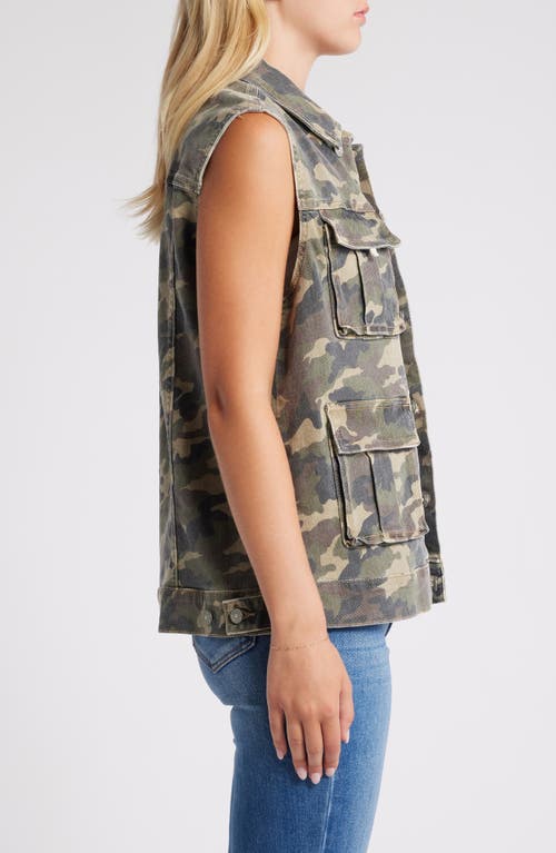 Hidden Jeans Camo Print Oversize Cargo Vest In Olive
