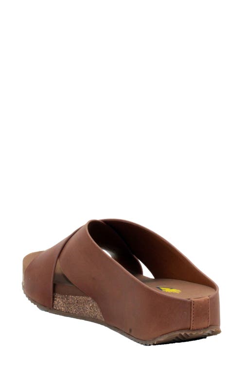 Volatile Ablette Wedge Slide Sandal In Tan Leather