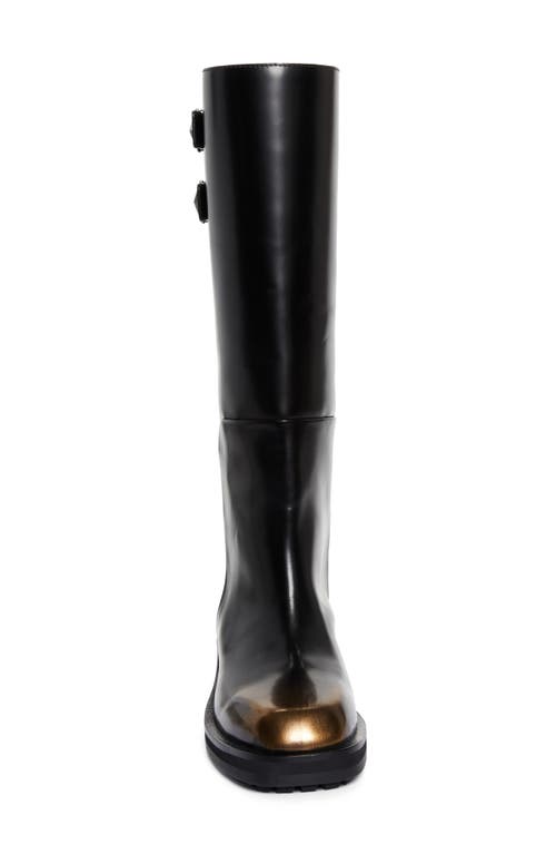 Shop Jimmy Choo Brooklyn Moto Boot In Black/gold