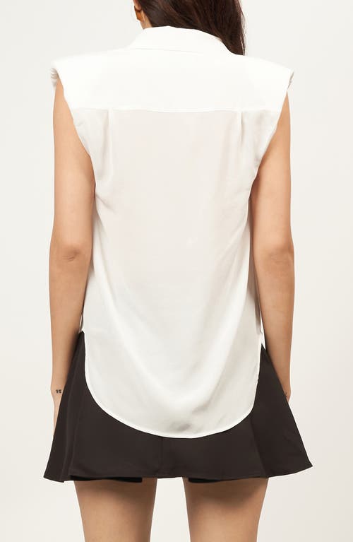 Shop Equipment Nataly Padded Shoulder Sleeveless Silk Top In Nature White