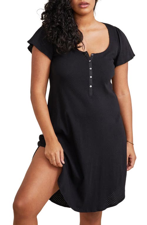 The Pointelle Organic Cotton Maternity/Nursing Nightgown in Black