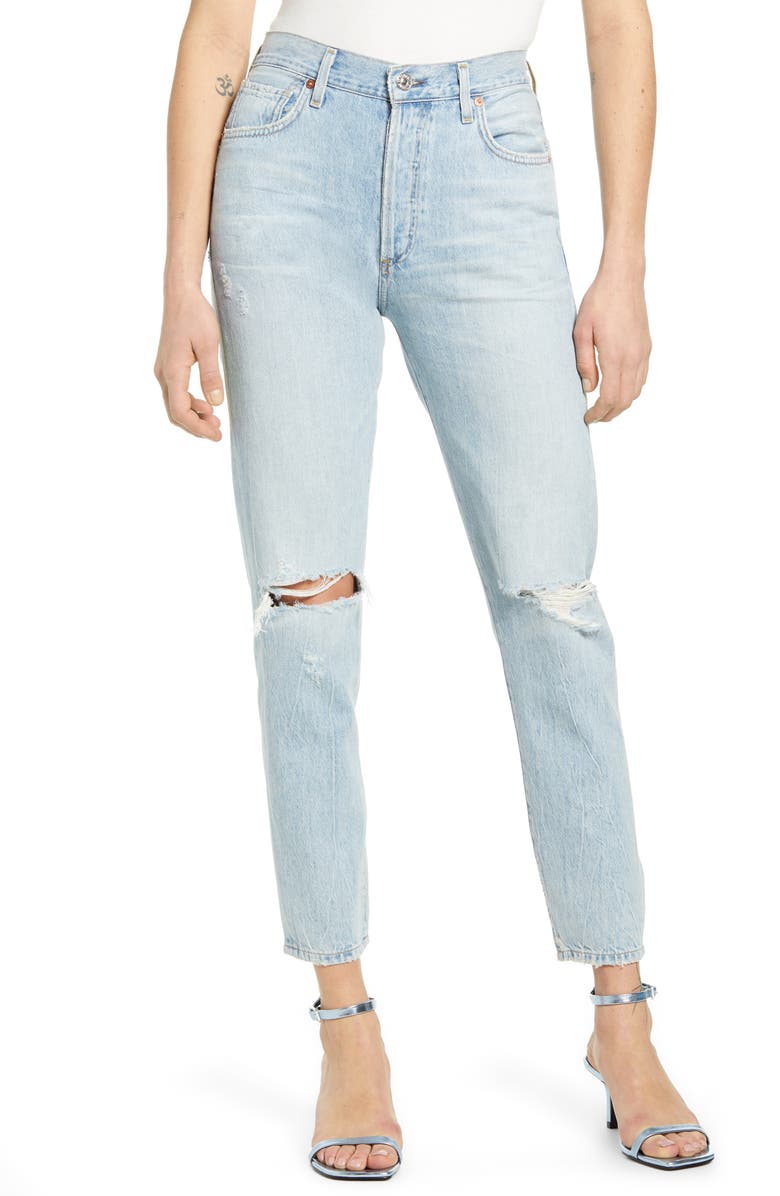 Citizens Of Humanity Liya High Waist Ripped Slim Leg Jeans Skywalk Nordstrom