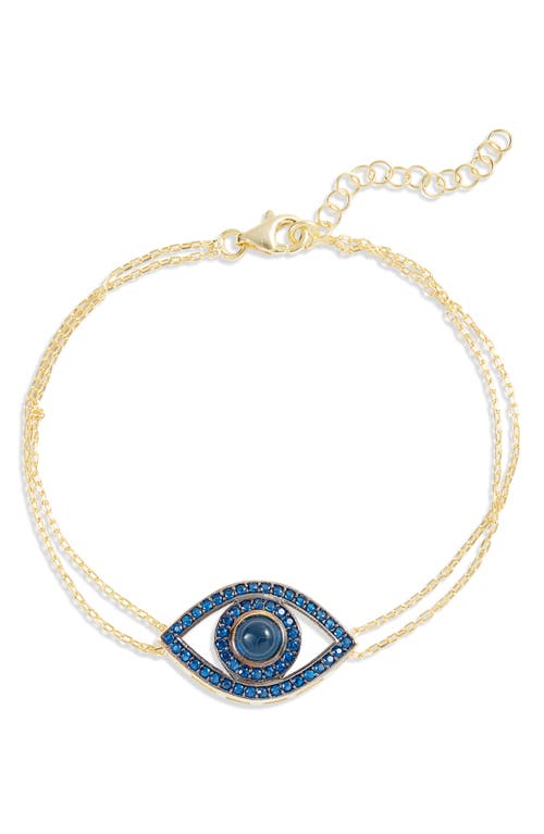 Eye Evil Pendant Bracelet in Gold /Blue