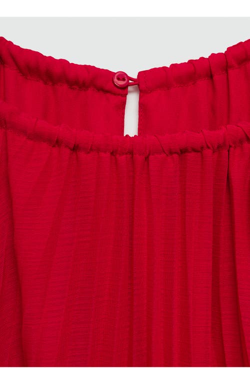 Mango Belt Pleated Dress Red In Red