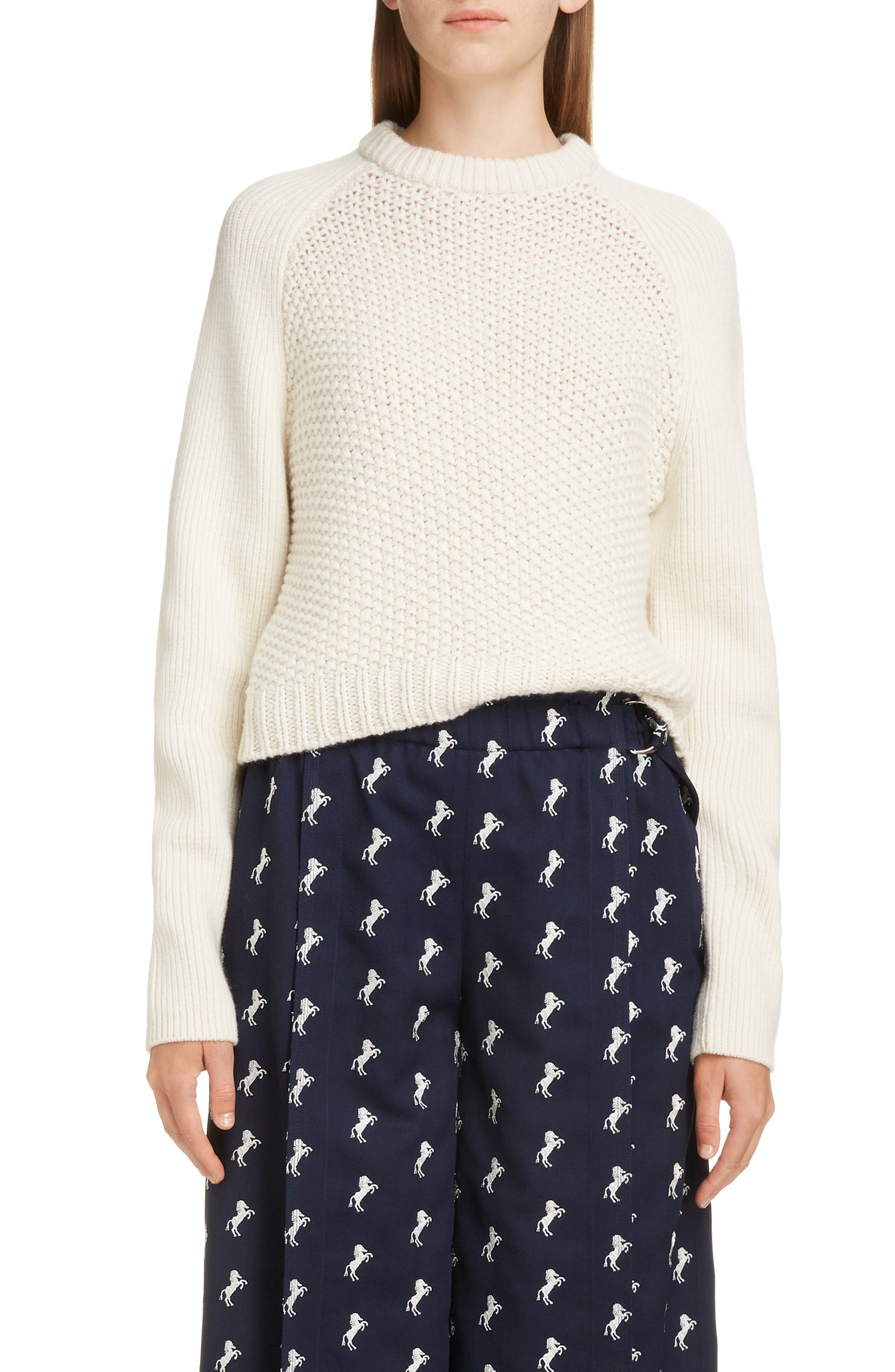 Chloe Mixed Knit Wool & Cashmere Blend Sweater