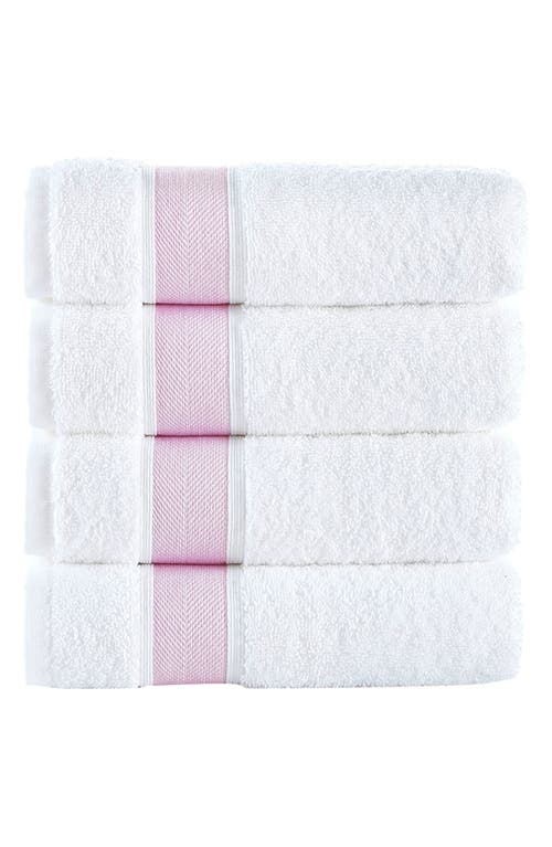 Brooks Brothers Ottoman Rolls 4-pack Turkish Cotton Hand Towels In White/pink