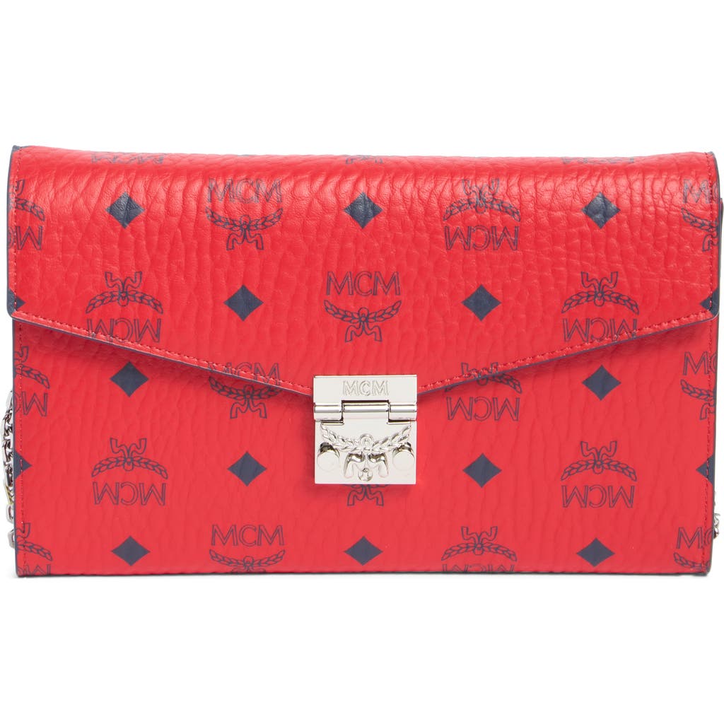 Mcm Tracy Visetos Wallet On A Chain In Candy Red