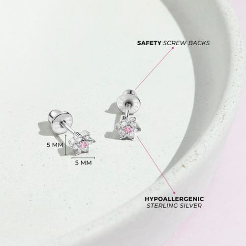 Shop In Season Jewelry Cubic Zirconia Cluster Flower Earrings In Pink