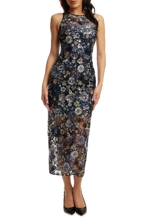 DRESS THE POPULATION DRESS THE POPULATION HELENA SEQUIN FLORAL COCKTAIL DRESS