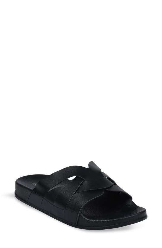 Shop Gaahuu Crisscross Strap Slide Sandal In Black