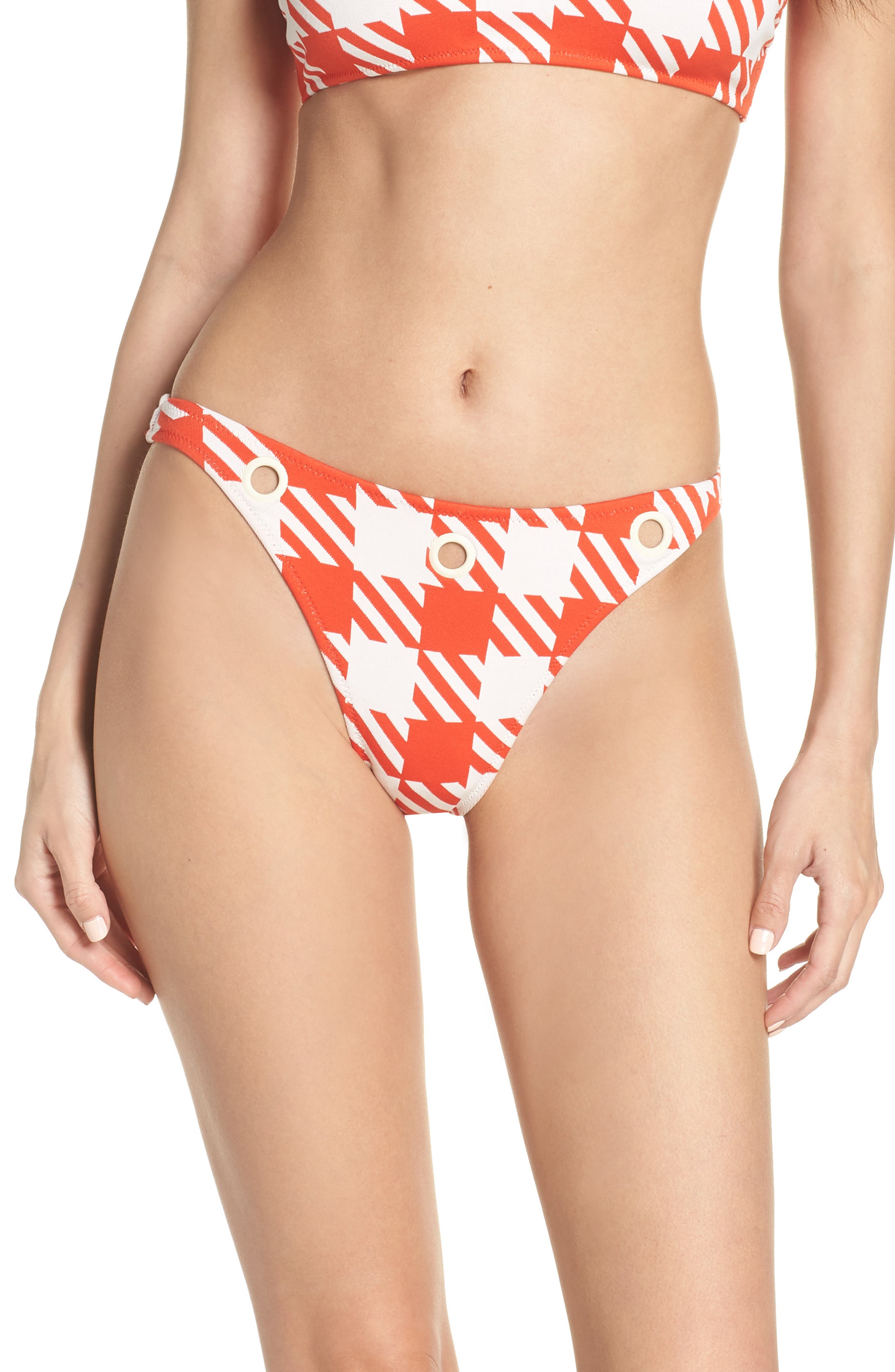 Solid & Striped The Annabelle Lipstick Gingham Bikini Bottoms, Red
