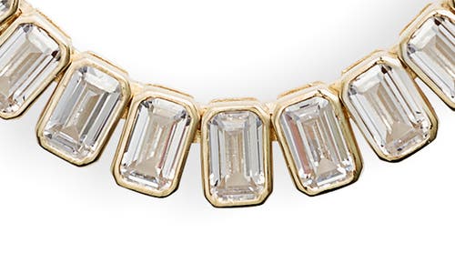 Shymi Emerald Cut Tennis Necklace In Gold/white