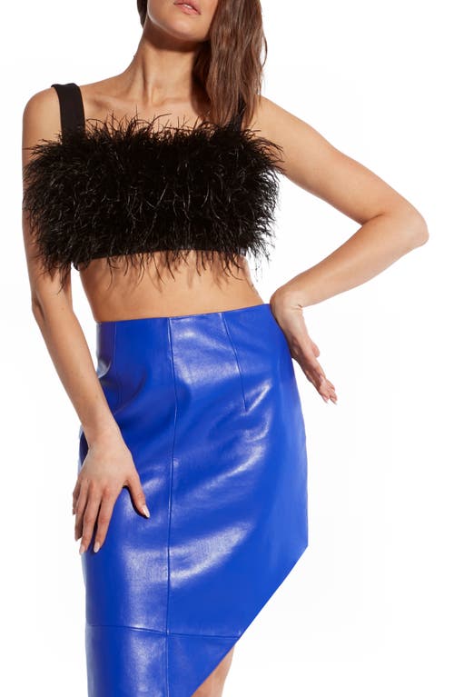 AS by DF Marianna Feather Crop Top in Black at Nordstrom, Size Small