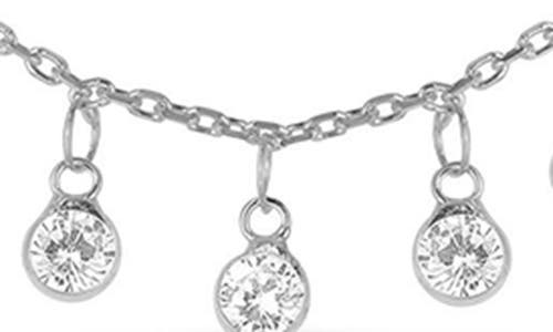 Chloe & Madison Chloe And Madison 14k Gold Plate Sterling Silver Cz Dangle Chain Necklace In Silver