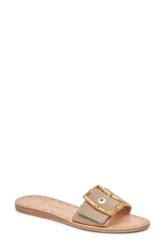 Shop Dolce Vita Dasa Slide Sandal In Light Gold Raffia