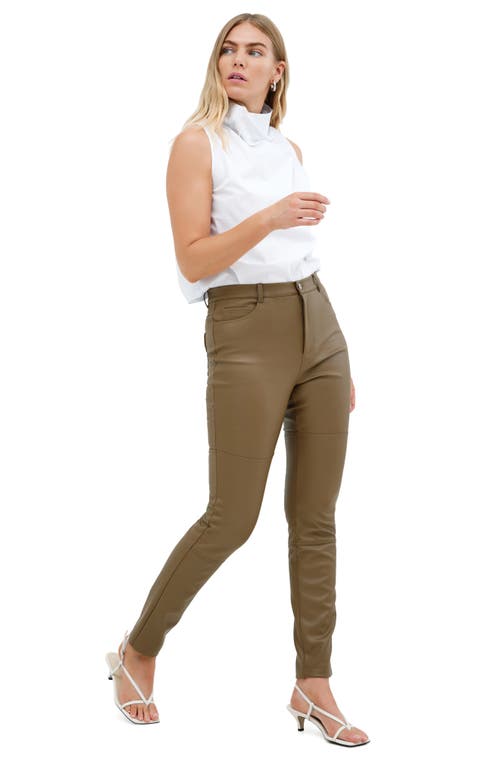 Shop Marcella Mei Faux Leather Pants In Taupe