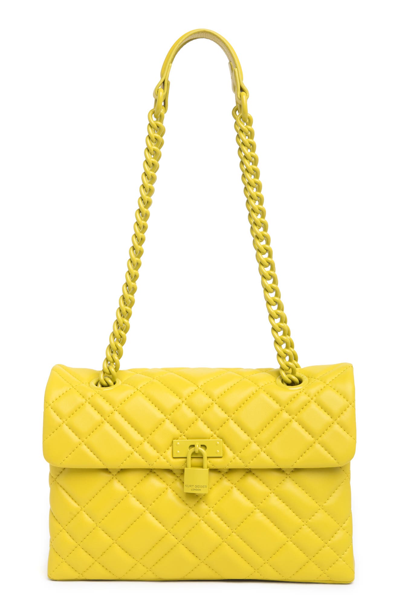 Kurt Geiger Brixton Lock Leather Shoulder Bag In Bright Green ModeSens