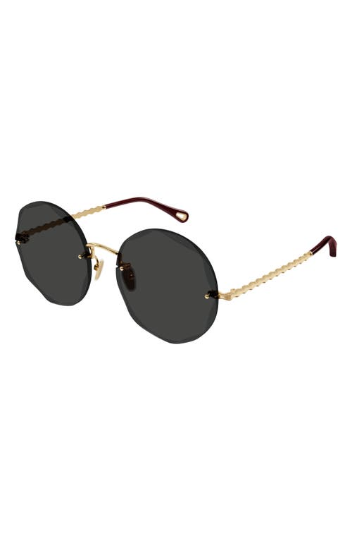 Shop Chloé 57mm Round Rimless Sunglasses In Gold 1