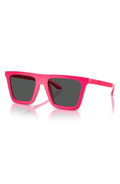 Shop Versace 53mm Rectangular Sunglasses In Pink/dark Grey