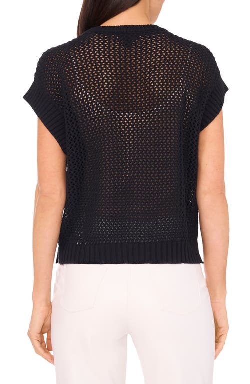 Shop Halogenr Halogen(r) Open Stitch Cotton Crop Sweater Vest In Rich Black