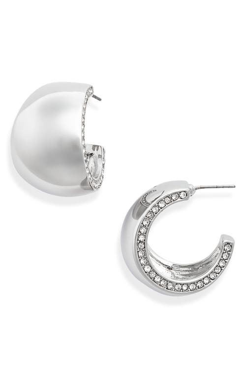 Shop Open Edit Pavé Wide Hoop Earrings In Clear- Rhodium