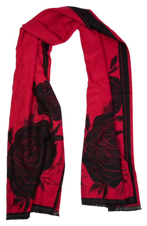 Saachi Floral Reversible Scarf In Red/black