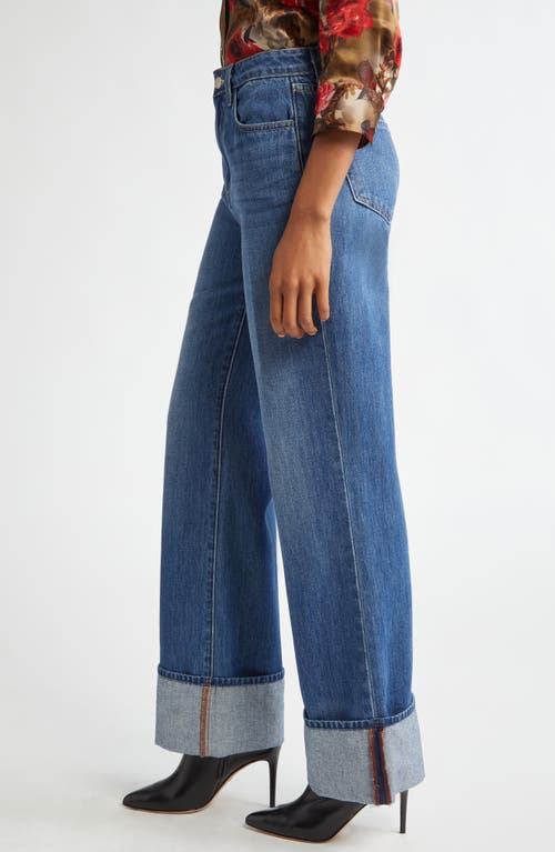 Shop L Agence L'agence Miley High Waist Cuff Wide Leg Jeans In Lampson