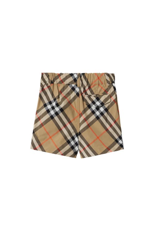 Shop Burberry Check Cotton Shorts In Sand